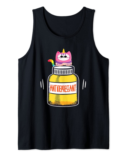 Antidepressant Cat Anxiety Cute Kitten Lover Pills Gift Tank Top