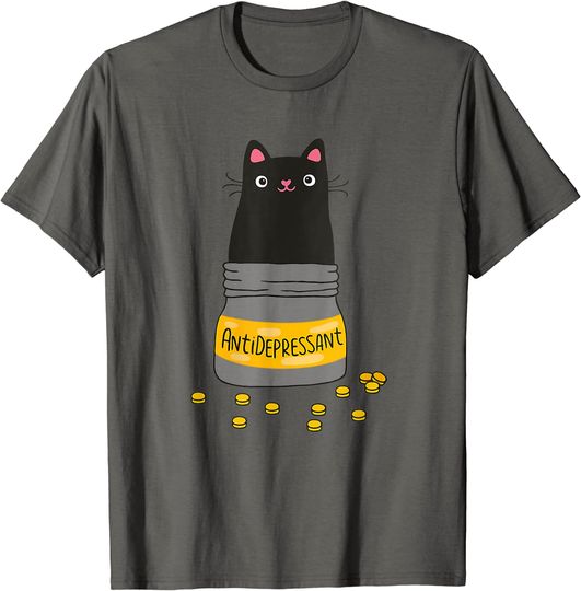 Womens Black Cat Antidepressant T-Shirt