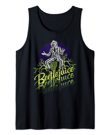 Beetlejuice Three Times Text Portrait Tank Top
