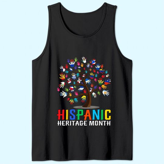 National Hispanic Heritage Month Hand Flag Tree Roots Latino Tank Top