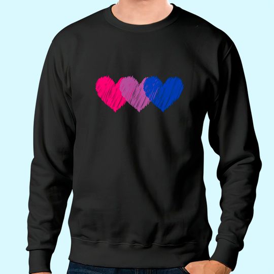 Bisexual Flag Hearts Love Sweatshirt LGBT Bi Pride Sweatshirt