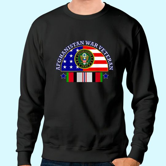 Army Afghanistan War Veteran Patch Image Sweatshirt