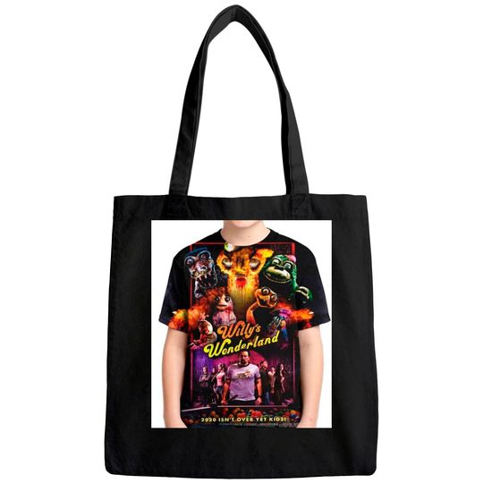 Willy's Joyful Wonderland Tote Bag Kids Youth 3D Print Short Sleeve for Boys Girls,Black,