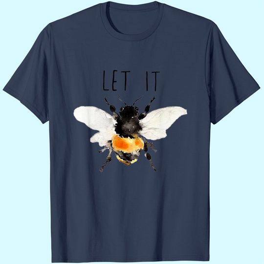 Women's Vintage Let It Bee Letter Print T Shirts Summer Short Sleeve Cute Bee Graphic Tees Tops