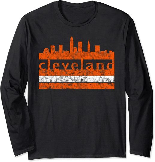 Cleveland Ohio Skyline Football Vintage Long Sleeve