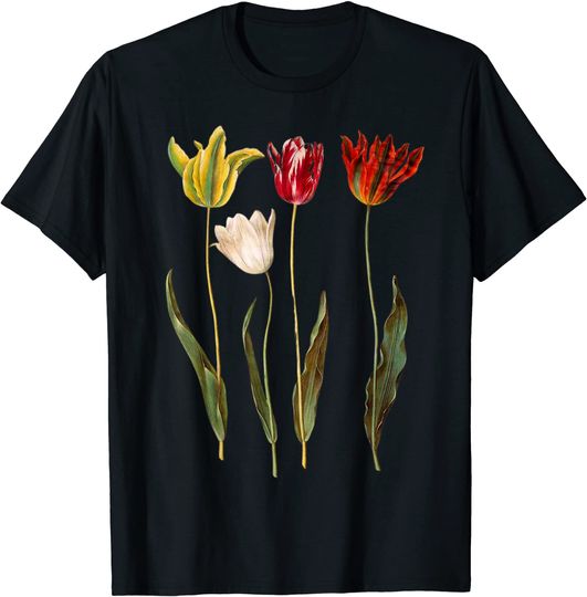 Elegant Tulips Flower Antique Plants Botanical Vintage Gift T-Shirt
