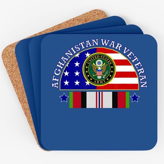 Army Afghanistan War Veteran Patch Image Coaster