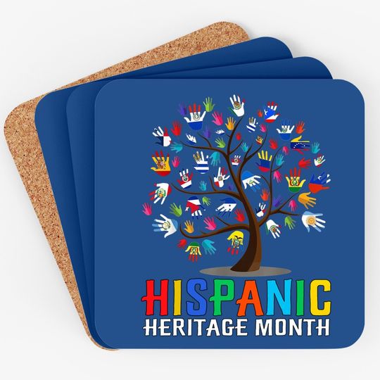 National Hispanic Heritage Month Hand Flag Tree Roots Latino Coaster