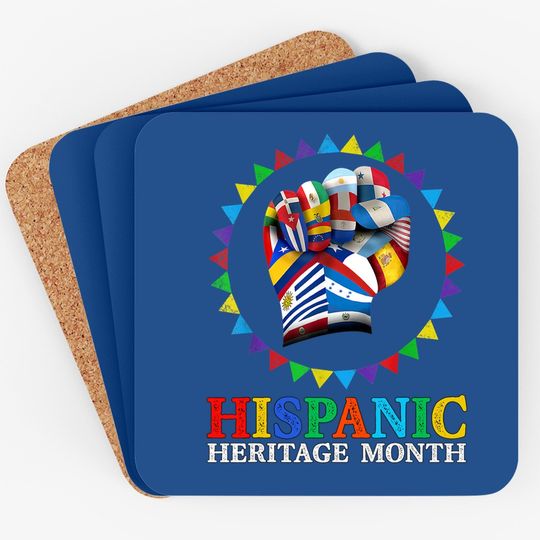 Hispanic Heritage Month Strong Latino Hand Countries Flag Coaster
