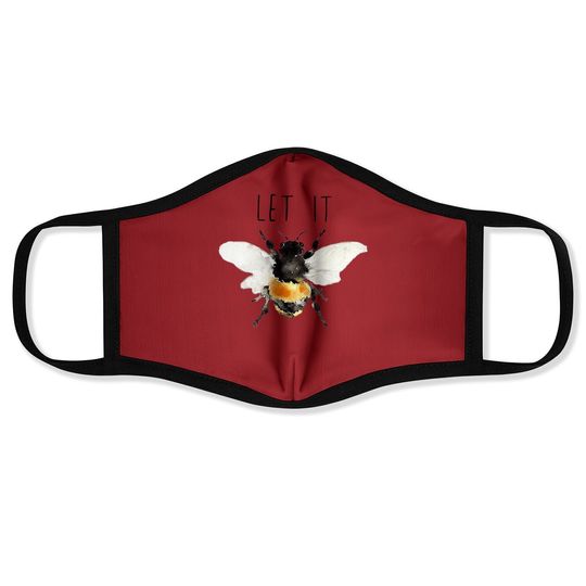 Vintage Let It Bee Letter Print Face Mask Summer Short Sleeve Cute Bee Graphic Tees Tops