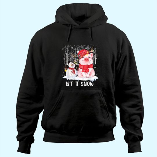 Let It Snow Pig and Snowman Christmas Hoodies