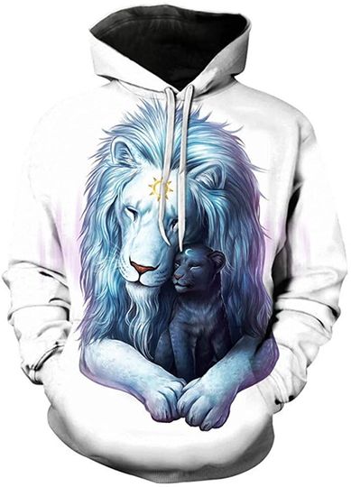 Colorful Lion Hoodies 3D Print with Pocket