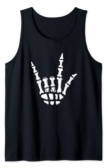 I Love You Sign Language Skeleton Hand ASL Halloween Costume Tank Top