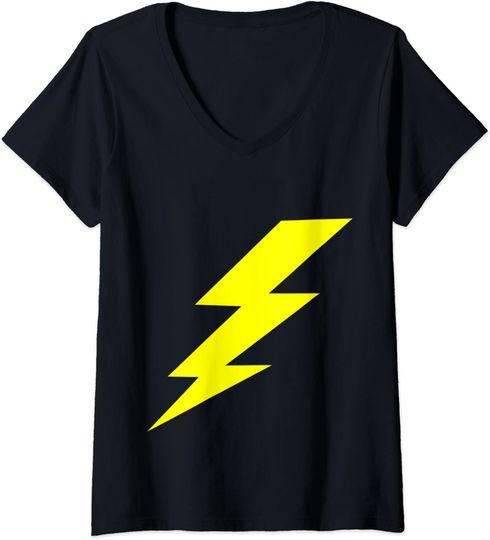Discover Womens Yellow Lightning V-Neck T-Shirt