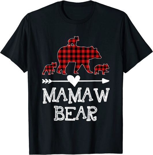 Mamaw T-shirt  Bear Three Cubs Red Plaid Mamaw Christmas Pajama