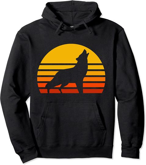 Wolf Tribal Hoodie  Sunset Retro Wolf Pullover