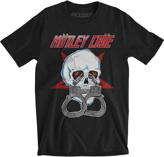 Motley Crue Men's Skull Cuffs 2 Slim Fit T-Shirt Black