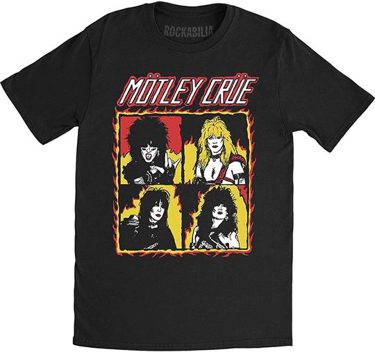 Motley Crue Men's Shout at The Devil Flames Slim Fit T-Shirt