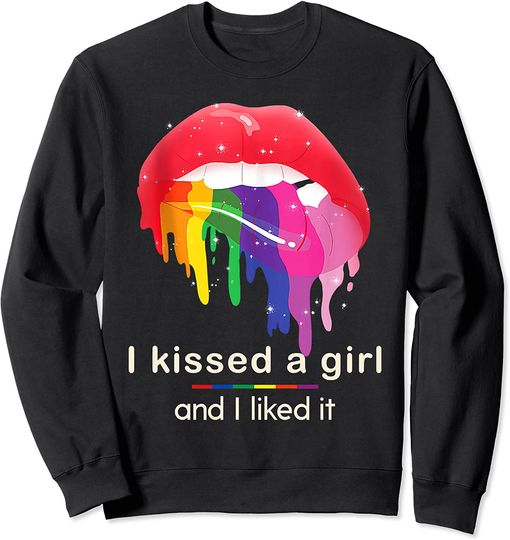 Lesbian Girl Sweatshirt I kissed a girl and I liked it Bi Pride Lips