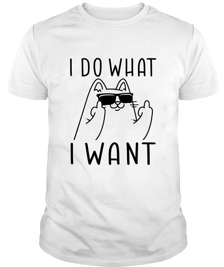 Cat Middle Finger Funny Bossy Cat Sunglasses T-Shirt