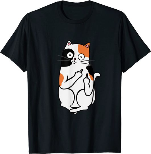 Cat Middle Finger Calico Flippin' Bird Tee T-shirt