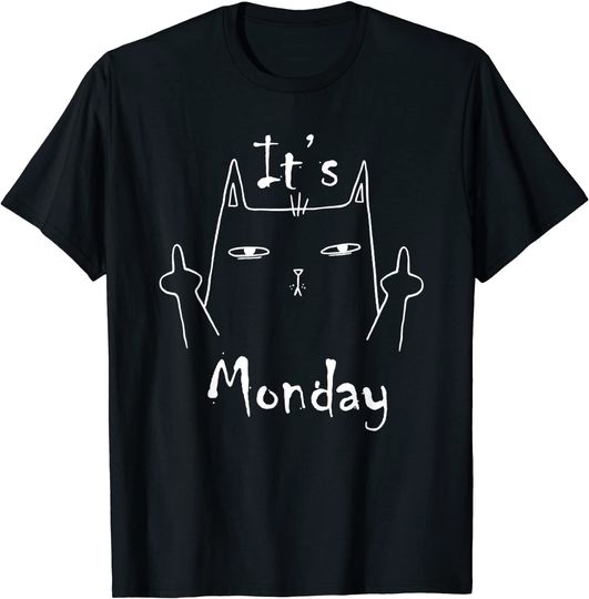 Cat Middle Finger A cat giving two middle fingers because it's Monday T-Shirt