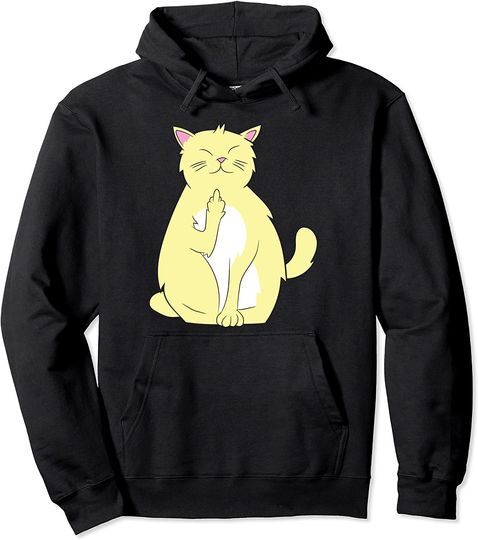 Cat Middle Finger Cat Lover Design Cat Middle Finger Pullover Hoodie