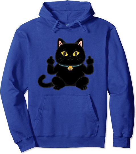 Cat Middle Finger Funny waving cat, cat middle finger statement Pullover Hoodie