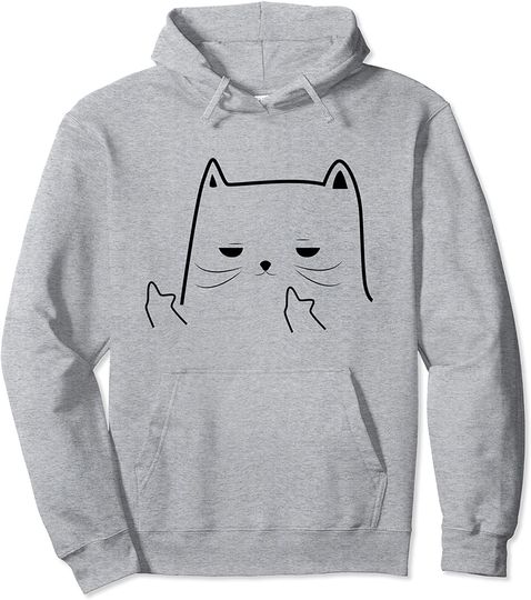 Cat Middle Finger Funny Adult Humour Cat Middle Finger Pullover Hoodie
