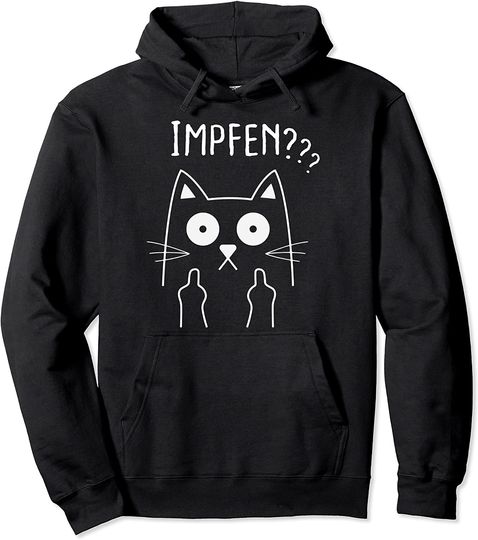 Cat Middle Finger Cat Middle Finger Vaccination No Thanks! Pullover Hoodie