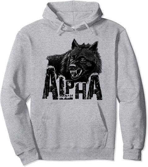 Scary Angry Wolf Face Pullover Hoodie