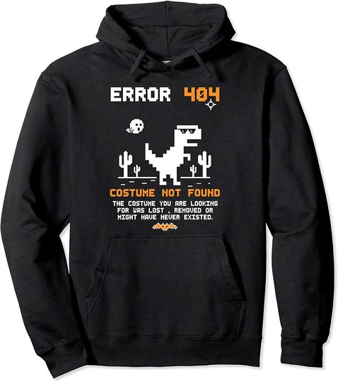 Dinosaur Error 404 Costume Not Found Code Halloween 2021 Pullover Hoodie