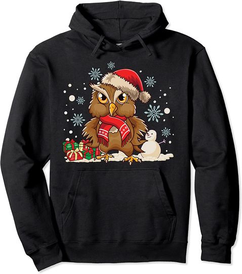 Angry Owl Hoodie Christmas Snowman Cute Snowflakes Pullover
