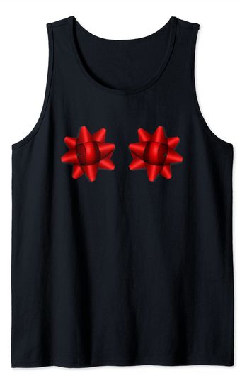 Boobs Meme Tank Top Xmas Bows on Boobs Sexy Christmas Funny