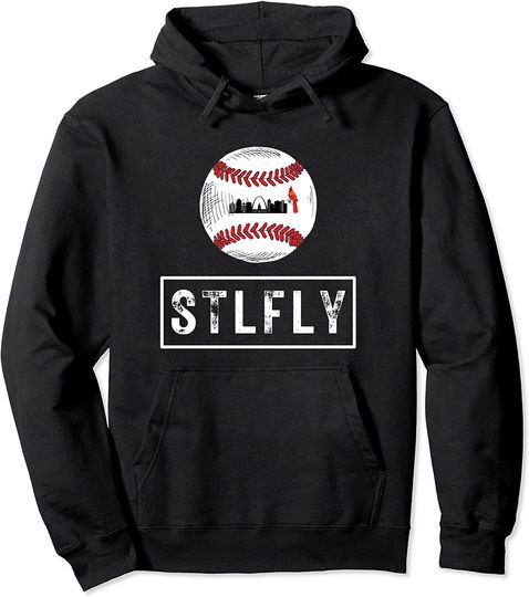 STLFLY #STLFLY St. Louis Baseball Tshirt, Skyline, Red Pullover Hoodie