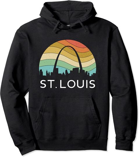 St Louis Missouri Gateway Arch Retro Mississippi River Lou Pullover Hoodie