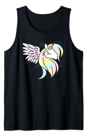 Angel Silhouette Tank Top Lovely Unicorn Magical Fairy Angel Wings Silhouette Artwork