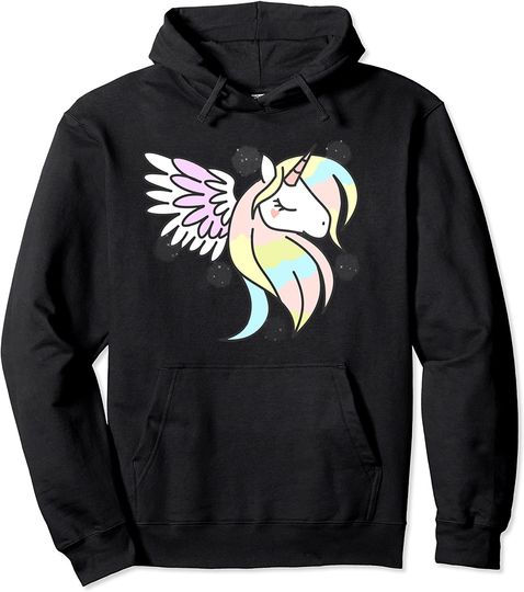Angel Silhouette Hoodie Lovely Unicorn Magical Fairy Angel Wings Silhouette Artwork Pullover