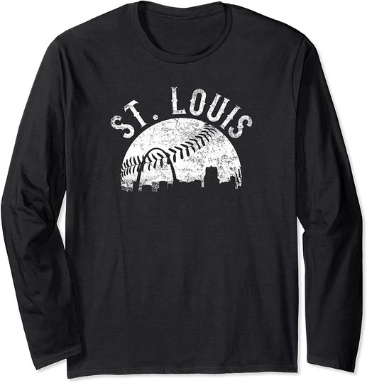 St Louis Skyline Womens STL Baseball Long Sleeve T-Shirt