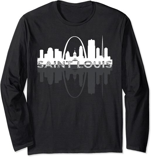 St Louis Missouri Skyline Art Gateway Arch Graphic Long Sleeve T-Shirt