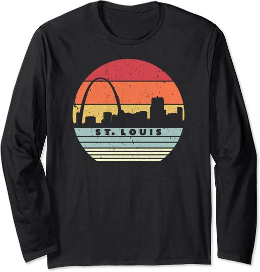 St Louis Skyline, Retro USA Skyline Long Sleeve T-Shirt
