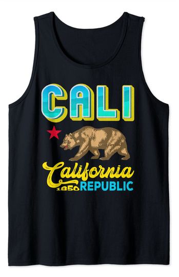 Cali Lifestyle Tank Top Vintage California Republic I Love Cali Life - Grizzly Bear