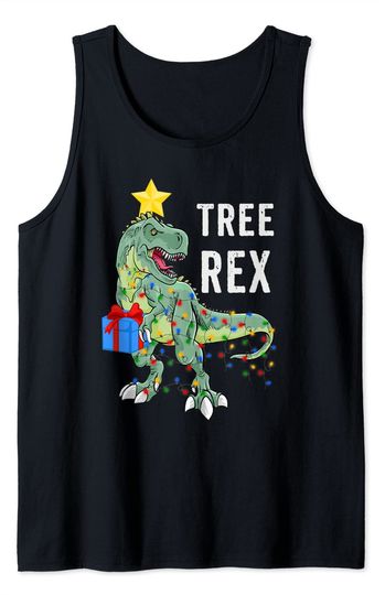 Dinosaur Christmas Tree Tank Top T Rex Pajamas Men Boys Kids Xmas