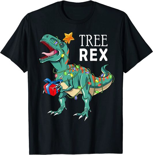 Dinosaur Christmas Tree T-shirt   Boys Kids Men Pajamas