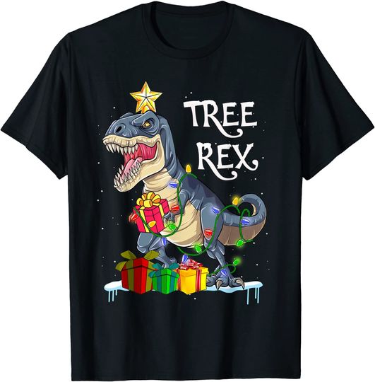 Dinosaur Christmas Tree T-shirt  Rex Pajamas Men Boys Kids Xmas Gifts