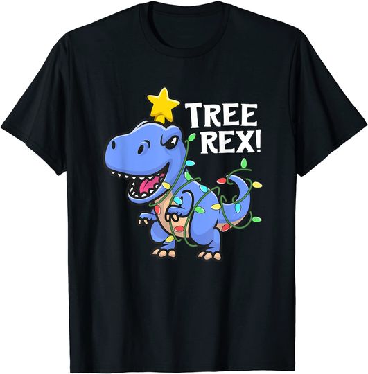 Dinosaur Christmas Tree T-shirt For Boys Men