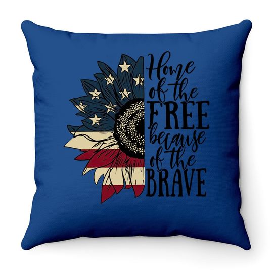 Home Of The Free Usa Throw Pillow Patriotic Graphic Tee Throw Pillow 4th Of July Independence Day Sunflower Summer Tops