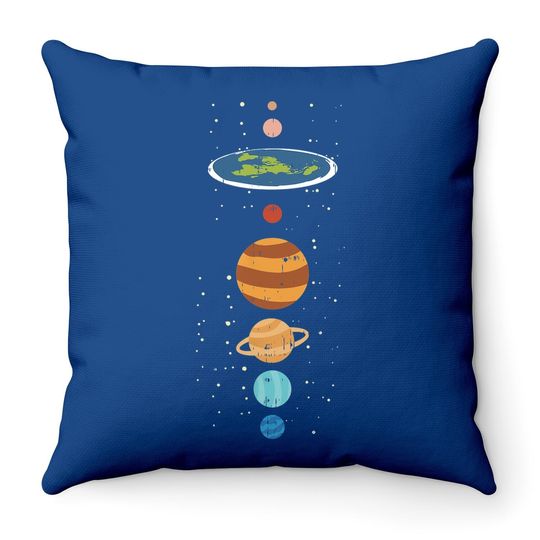 Flat Earth And Planets Funny Conspiracy Theory Earthers Gift Throw Pillow