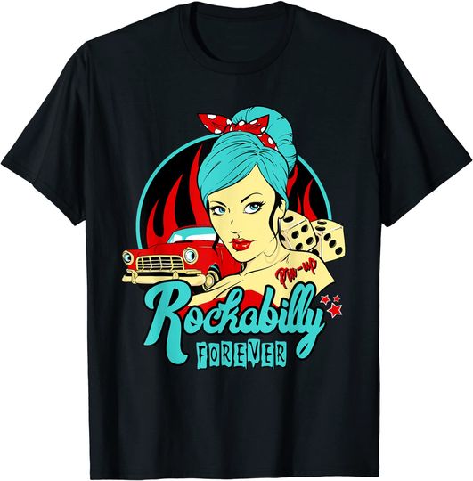 Rockabilly Pin up Girl Gifts 1950s Sock Hop Rock N Roll 60s T-Shirt