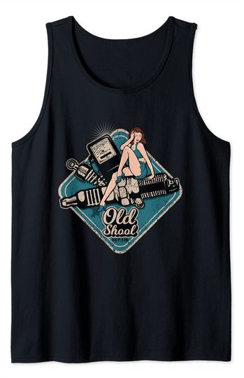 Rockabilly Girl Tank Top Pin Up Girl Gas Station Old School Repair Rock